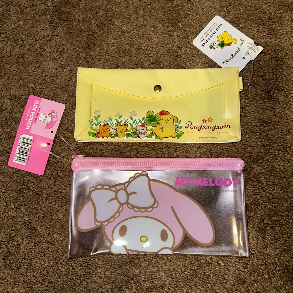 My melody and pompompurin pouches